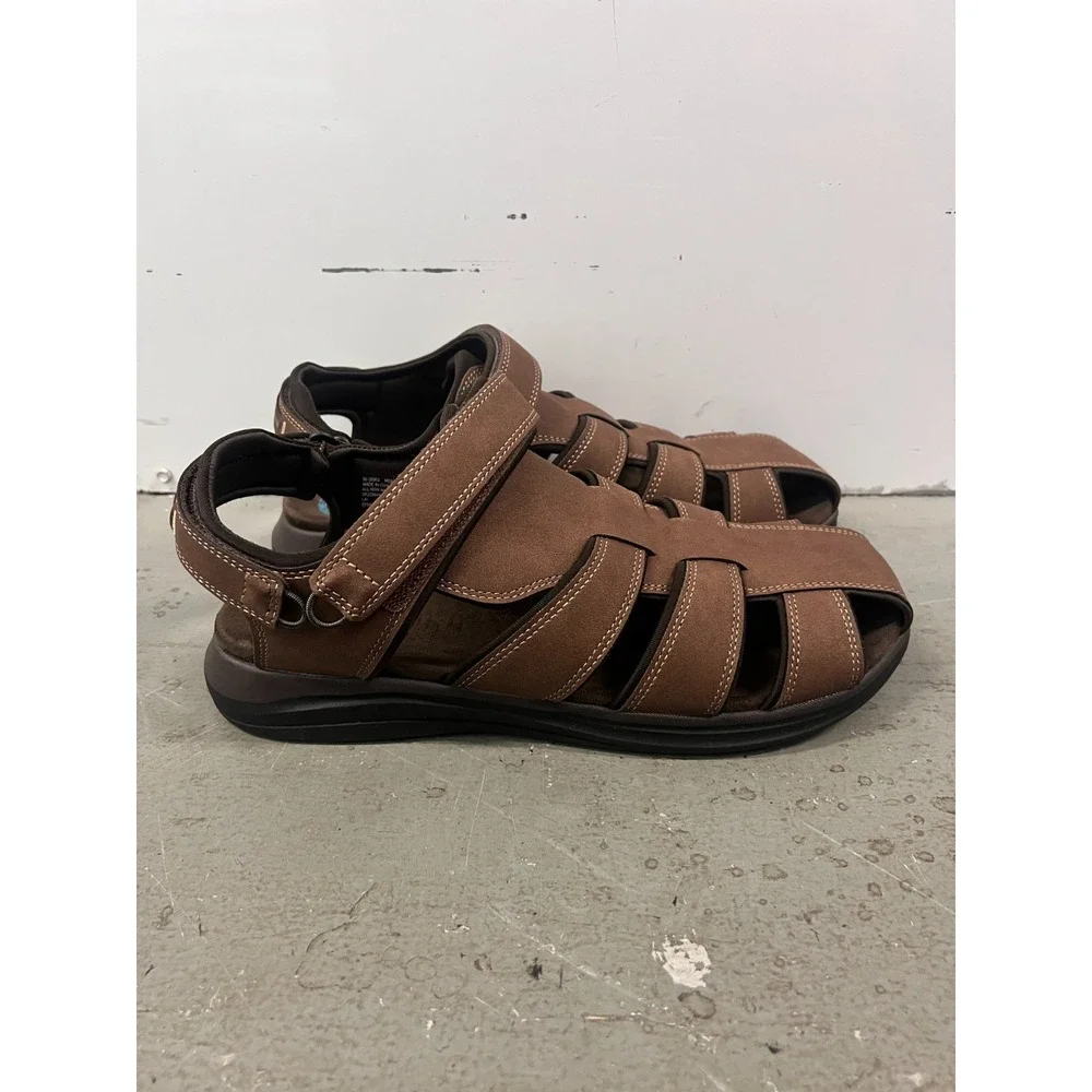 Dockers Byrd Outdoor Sport Fisherman Sandal Men's‎ Dark Tan Leather Shoes - 14W